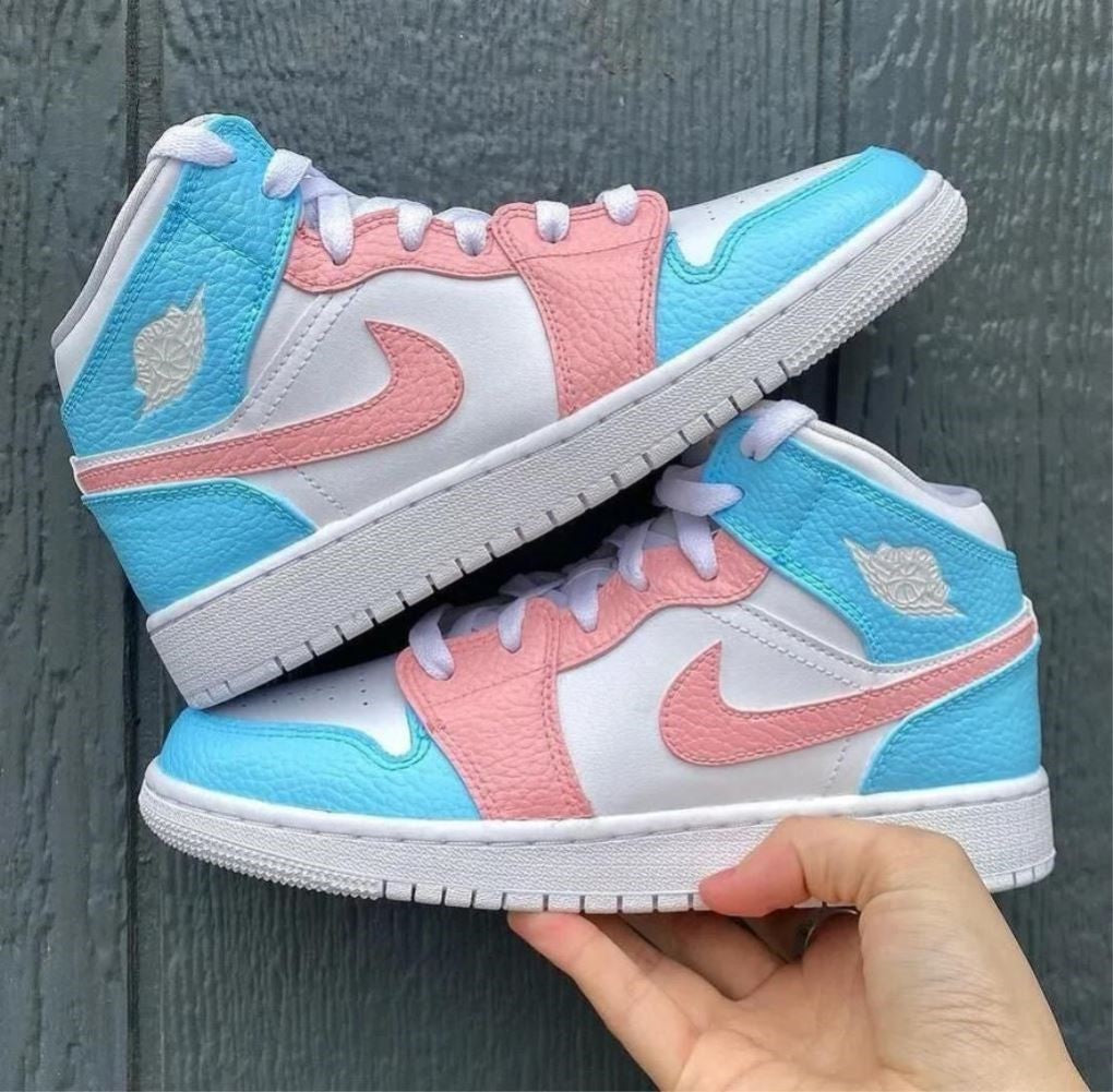 Blue Pink Custom Sneakers Air Jordan 1