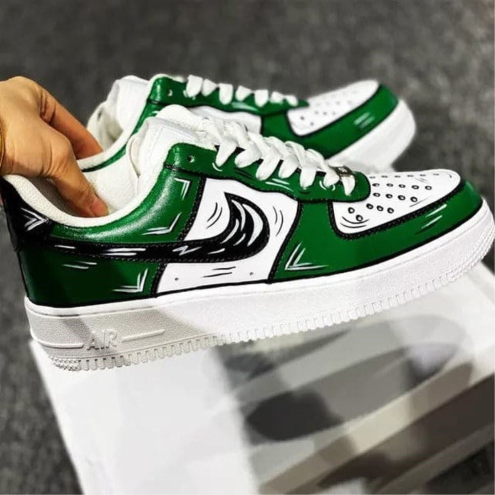 Dark Green Black Cartoon Custom Sneakers Air Force 1