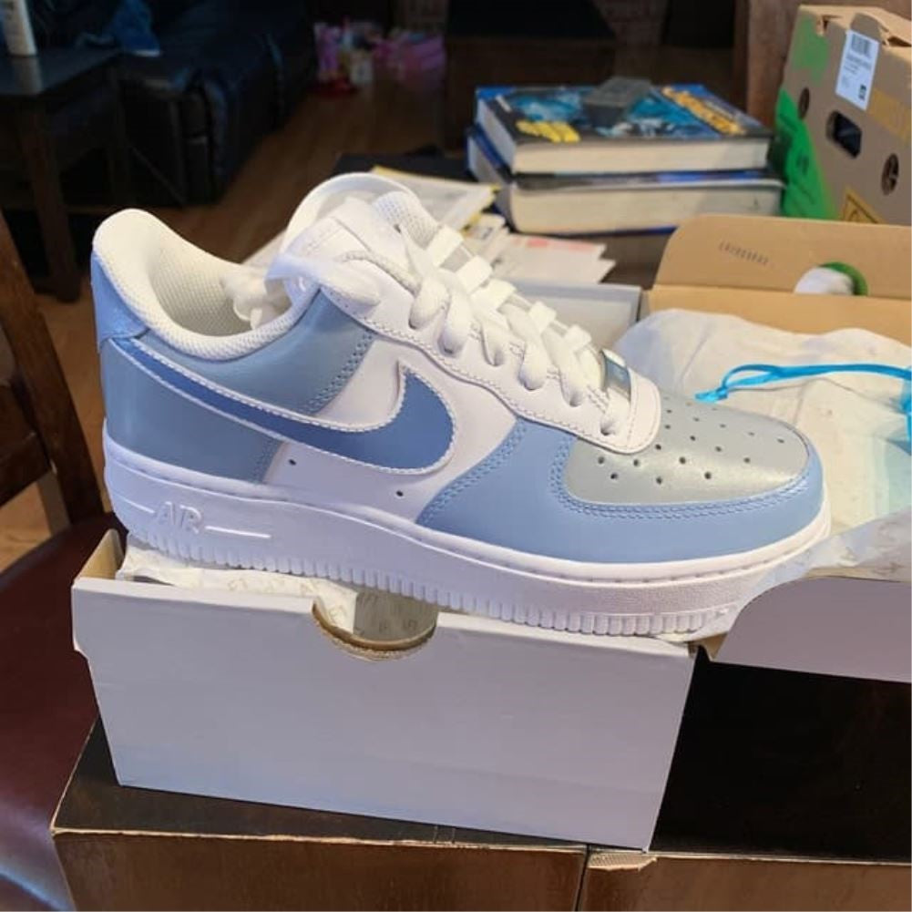 Blue Grey Custom Sneakers Air Force 1