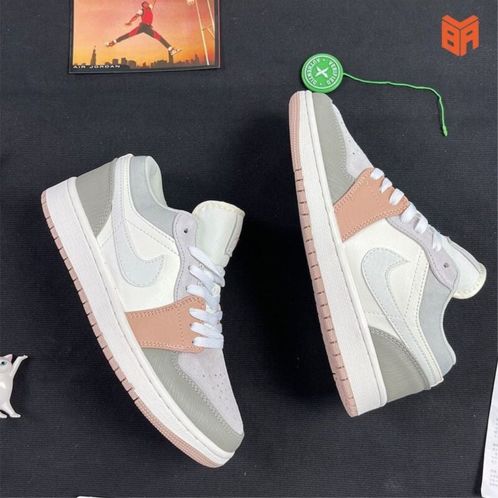 Beige Gray Sneakers Custom Air Jordan 1 Low