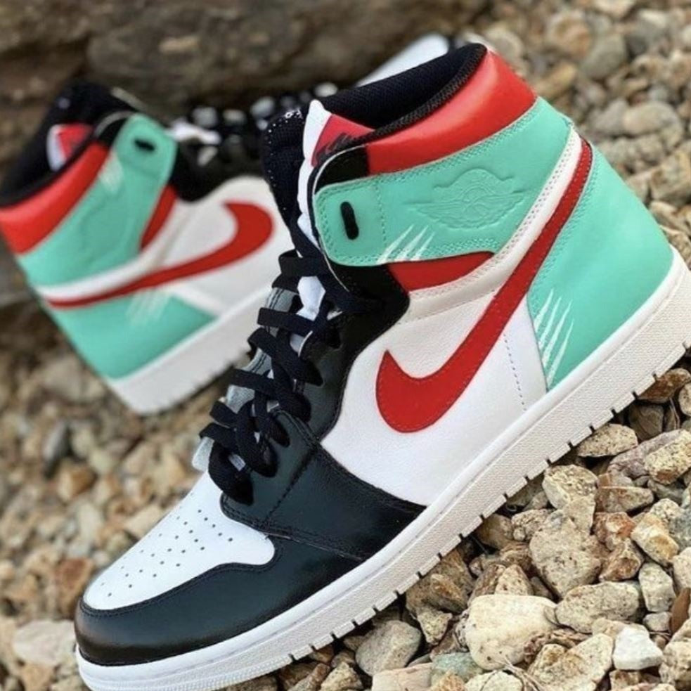 Chill Green Red Custom Air Jordan 1