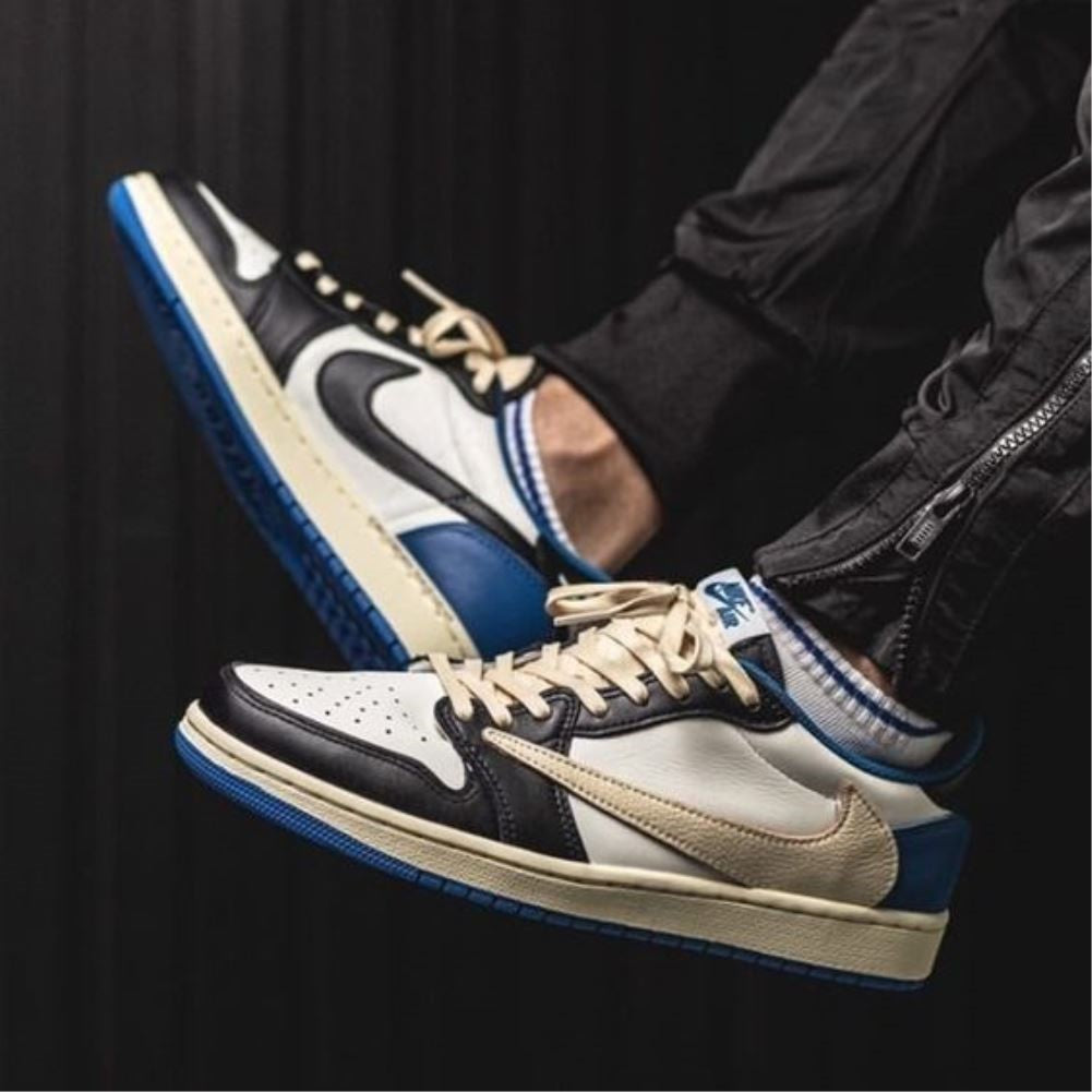 Travis Scott Beige Blue Sneakers Custom Air Jordan 1