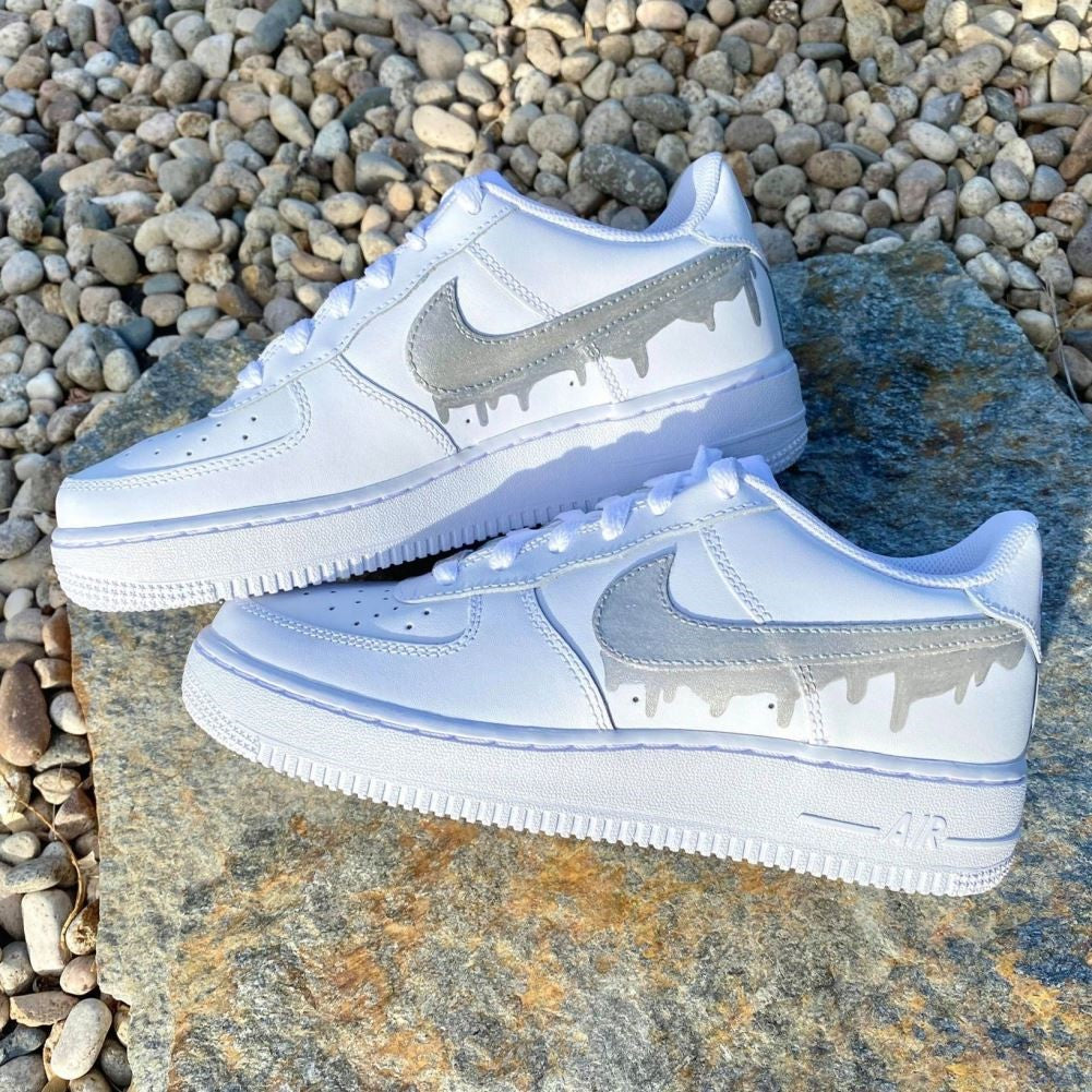 Grey Dripping Custom Sneakers Air Force 1