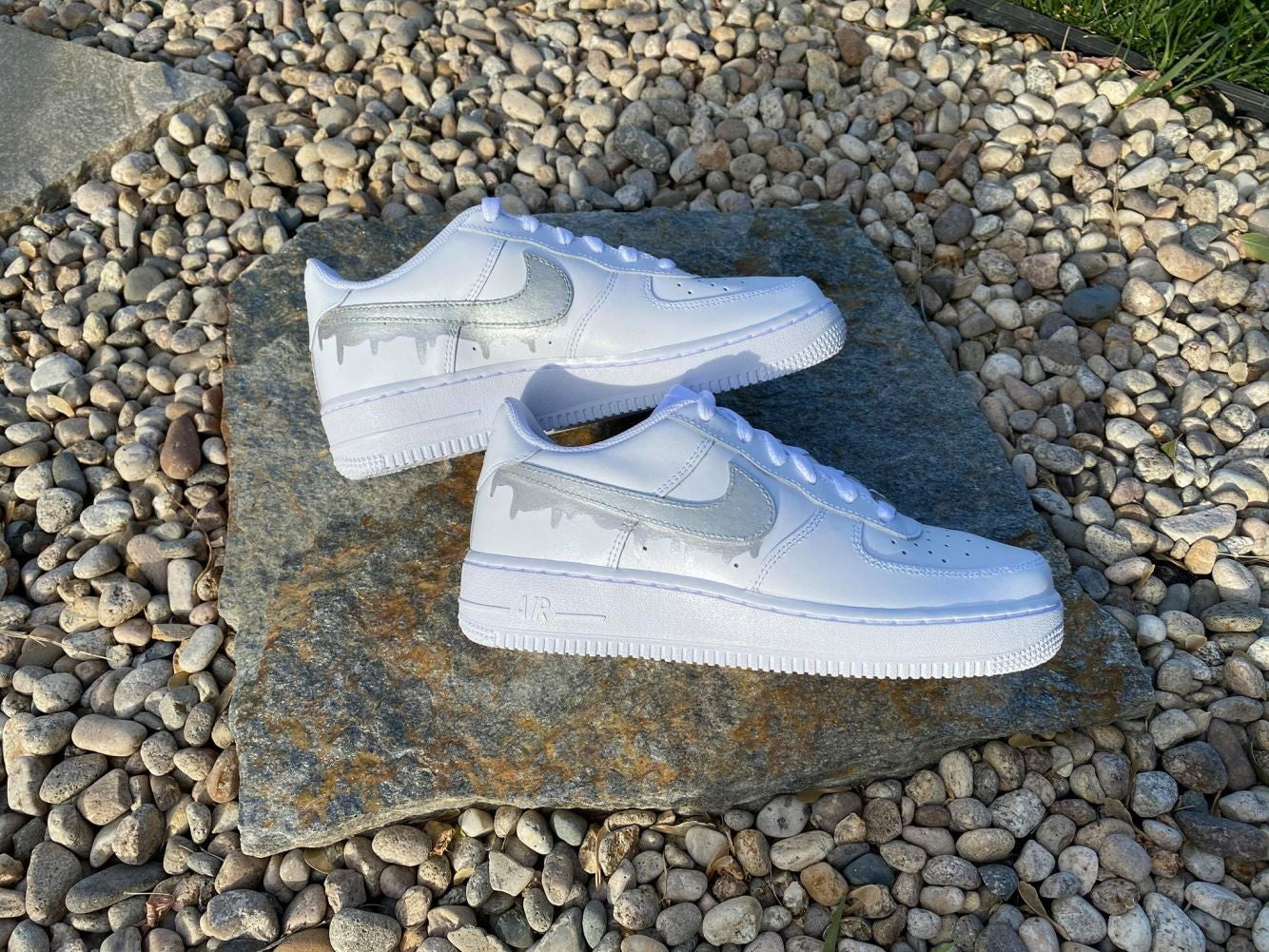 Grey Dripping Custom Sneakers Air Force 1