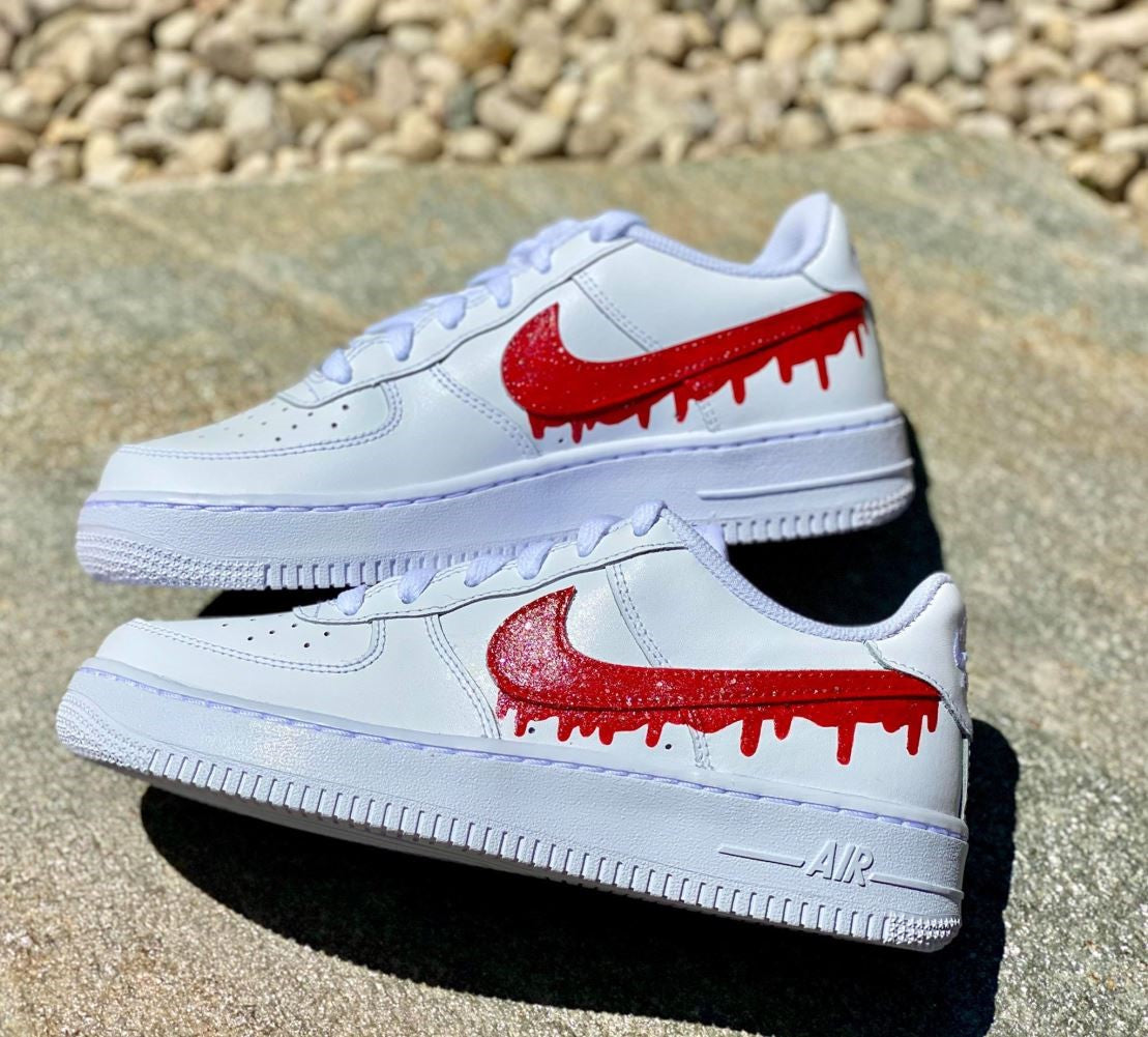 Red Dripping Custom Sneakers Air Force 1