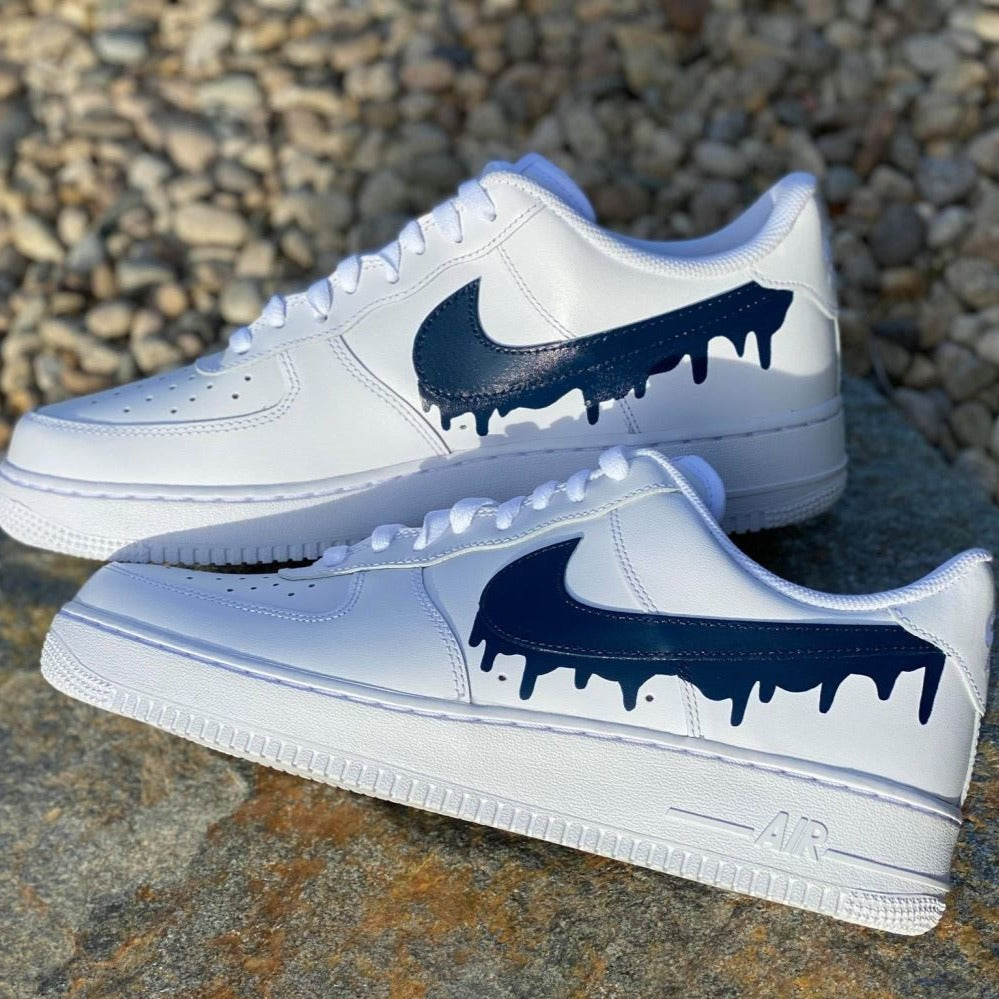 Dark Blue Dripping Custom Sneakers Air Force 1