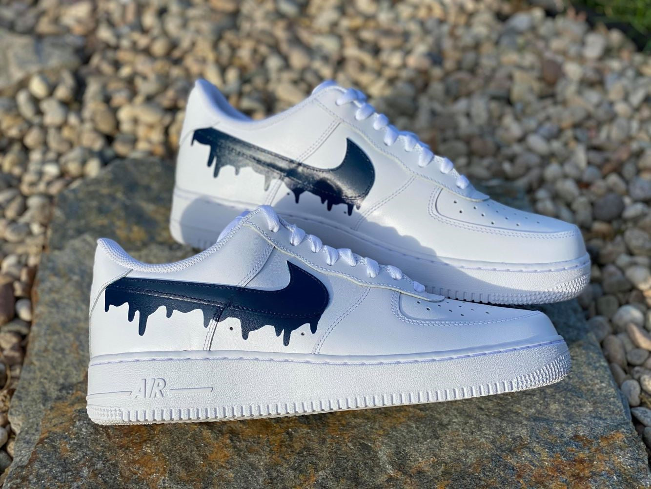 Dark Blue Dripping Custom Sneakers Air Force 1