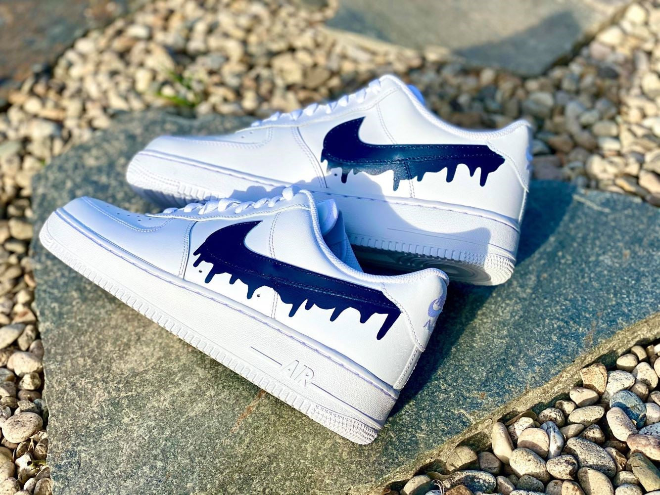 Dark Blue Dripping Custom Sneakers Air Force 1