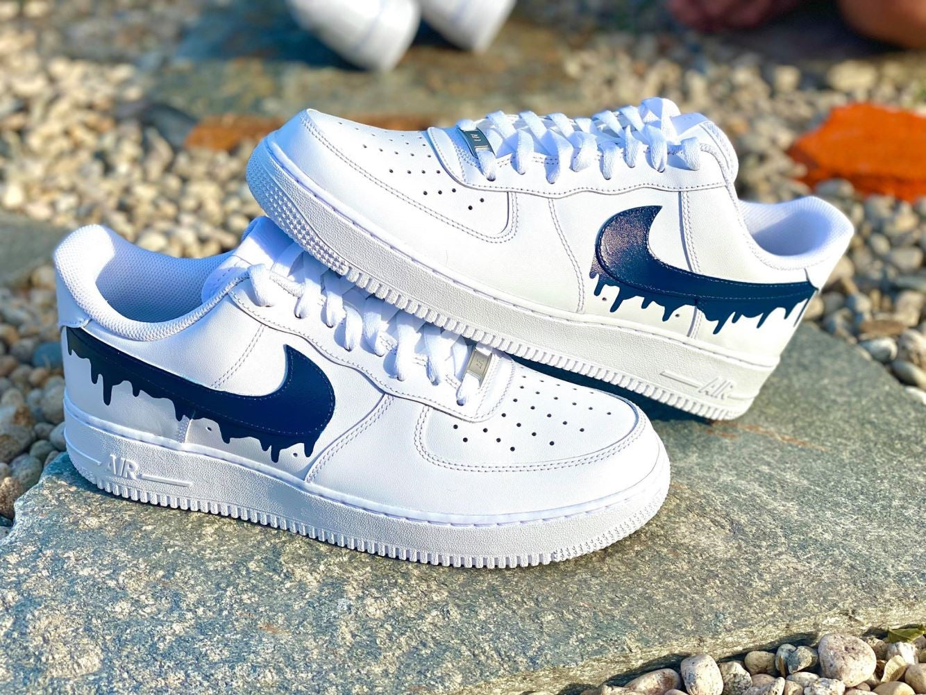 Dark Blue Dripping Custom Sneakers Air Force 1