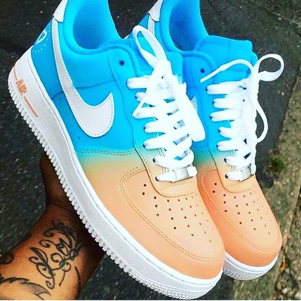 Beige Blue Custom Sneakers Air Force 1