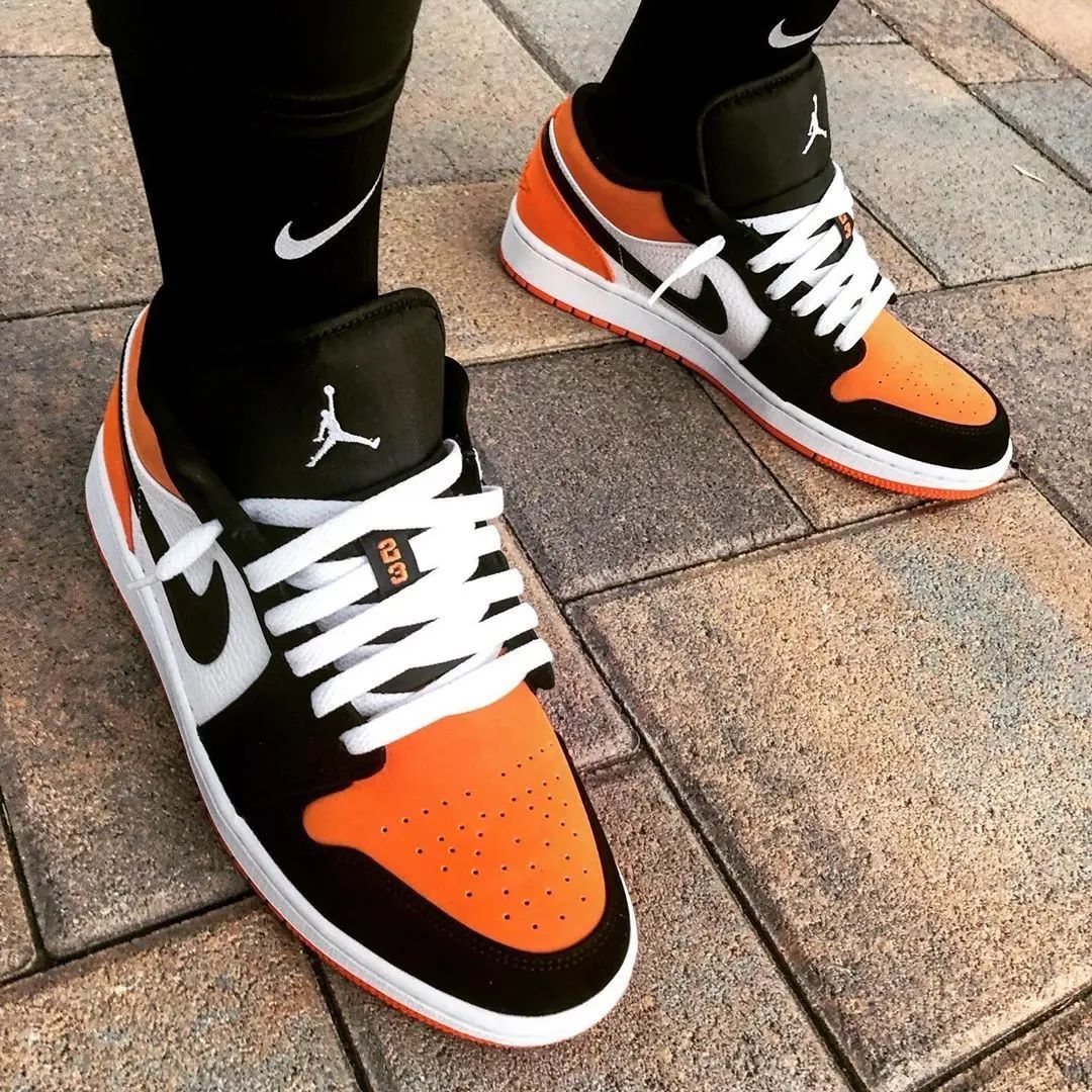 Orange Black Sneakers Custom Air Jordan 1 Low