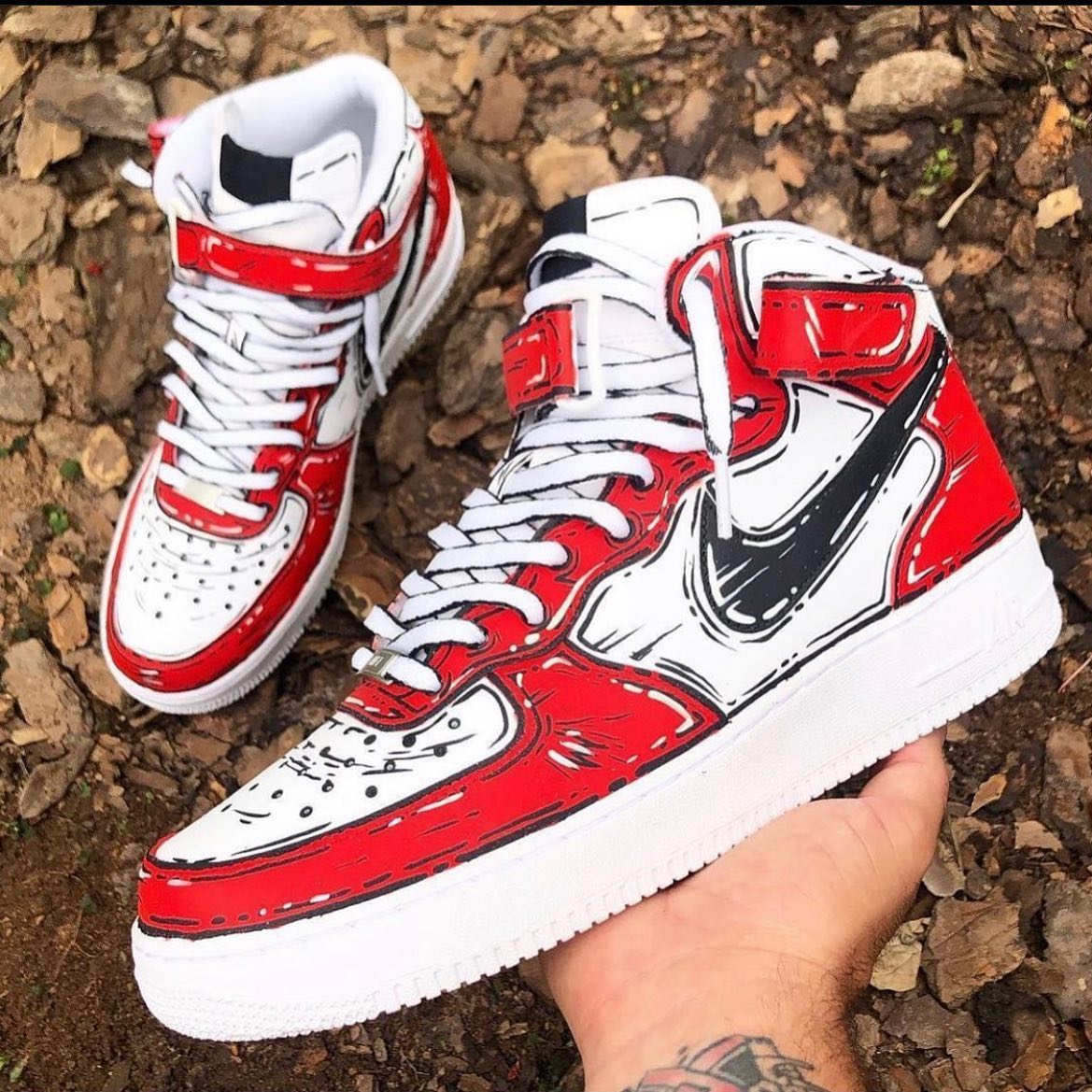 Cartoon Red Custom Sneakers Air Force 1