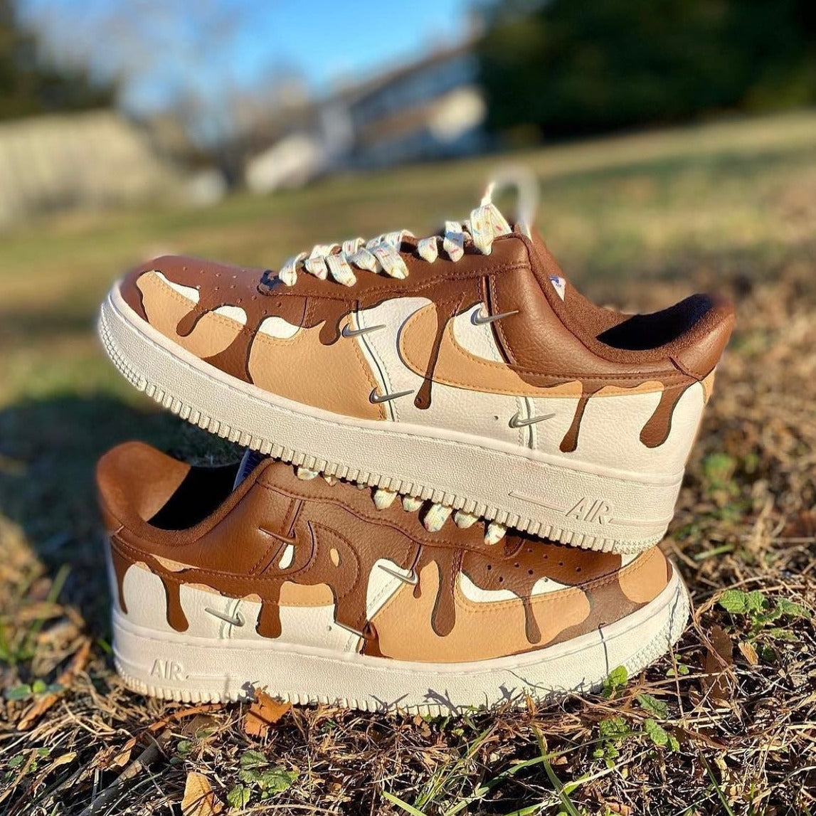 Mocha Beige Drip Custom Sneakers Air Force 1