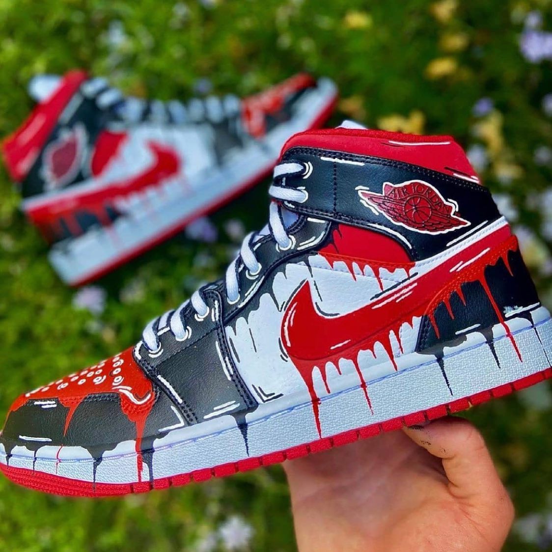 Cartoon Red Drip Custom Sneakers Air Jordan 1