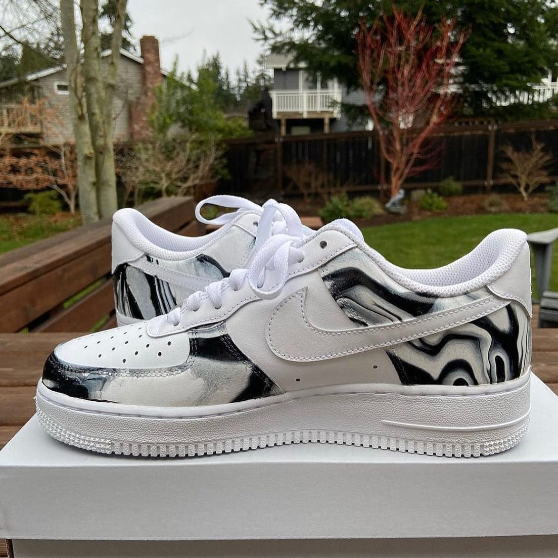 Fluid Black White Custom Sneakers Air Force 1