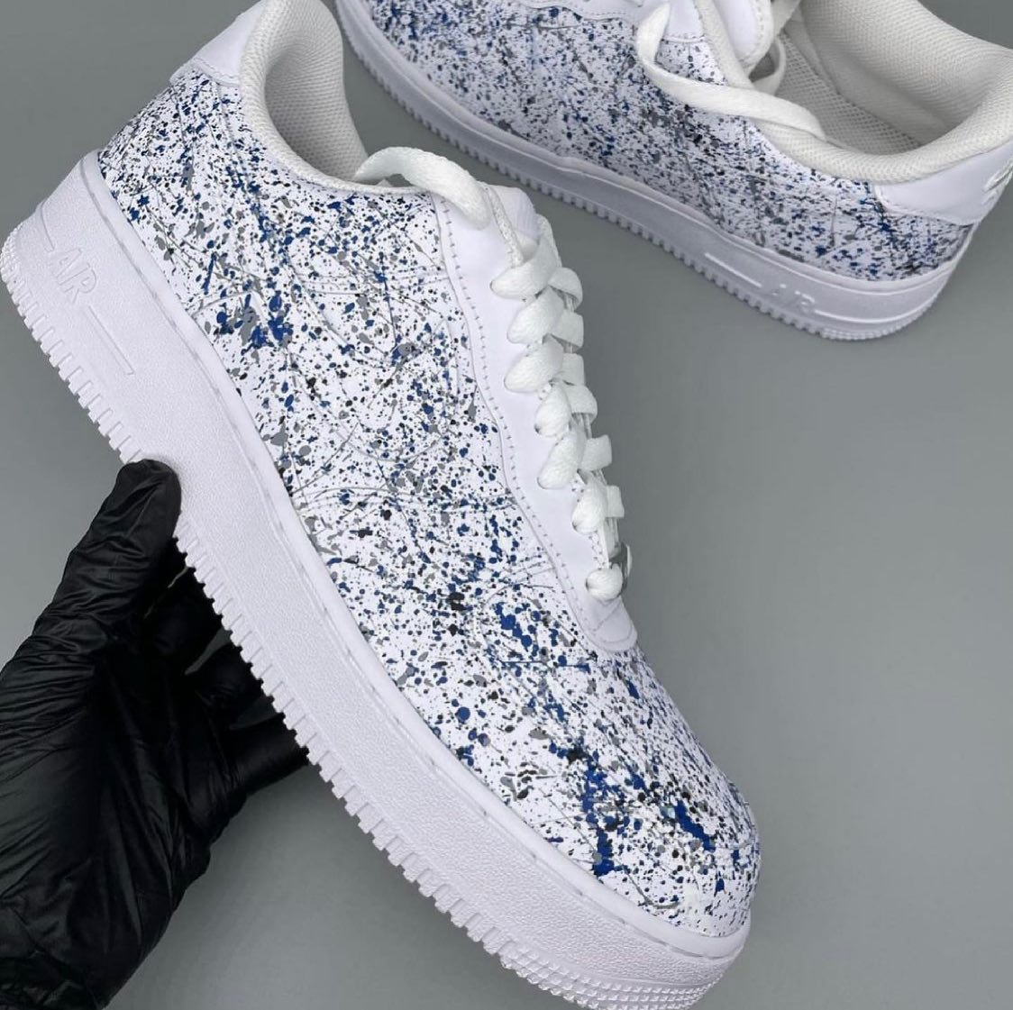 Blue Grey Splash Custom Sneakers Air Force 1