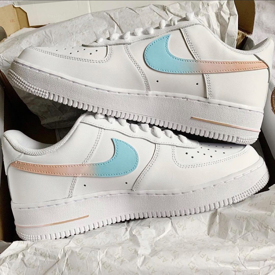 Pink Blue Custom Sneakers Air Force 1