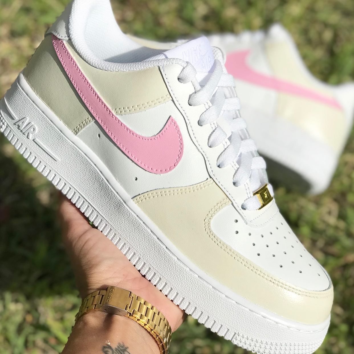 Beige Pink Custom Sneakers Air Force 1