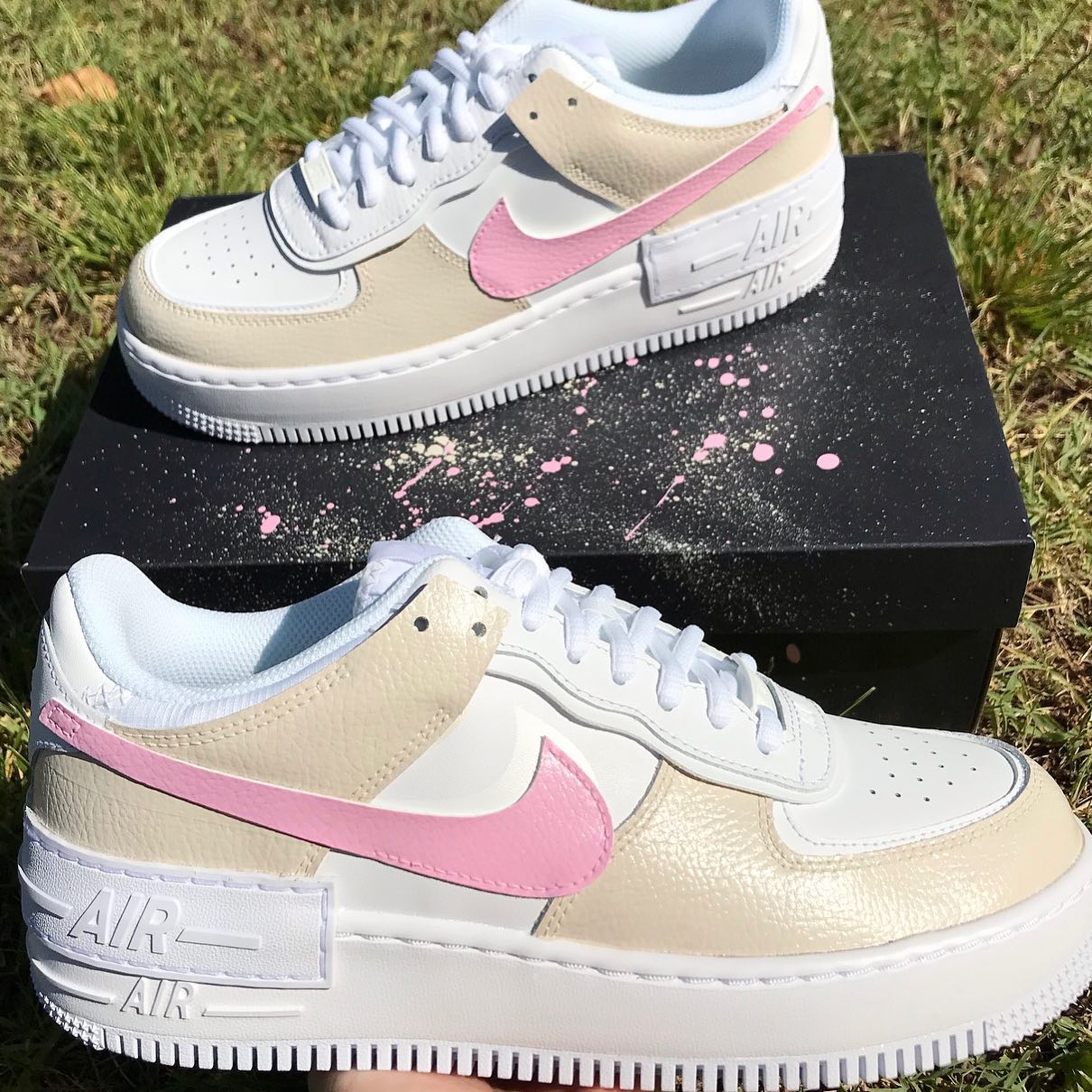 Beige Pink Shadow Custom Sneakers Air Force 1