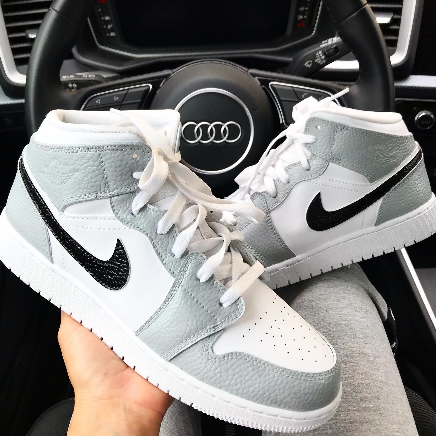 Grey Black Custom Sneakers Air Jordan 1