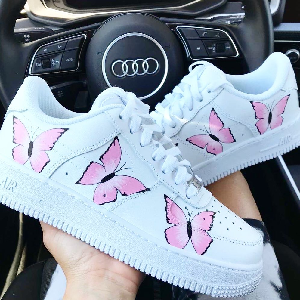 Pink Butterflies Custom Sneakers Air Force 1