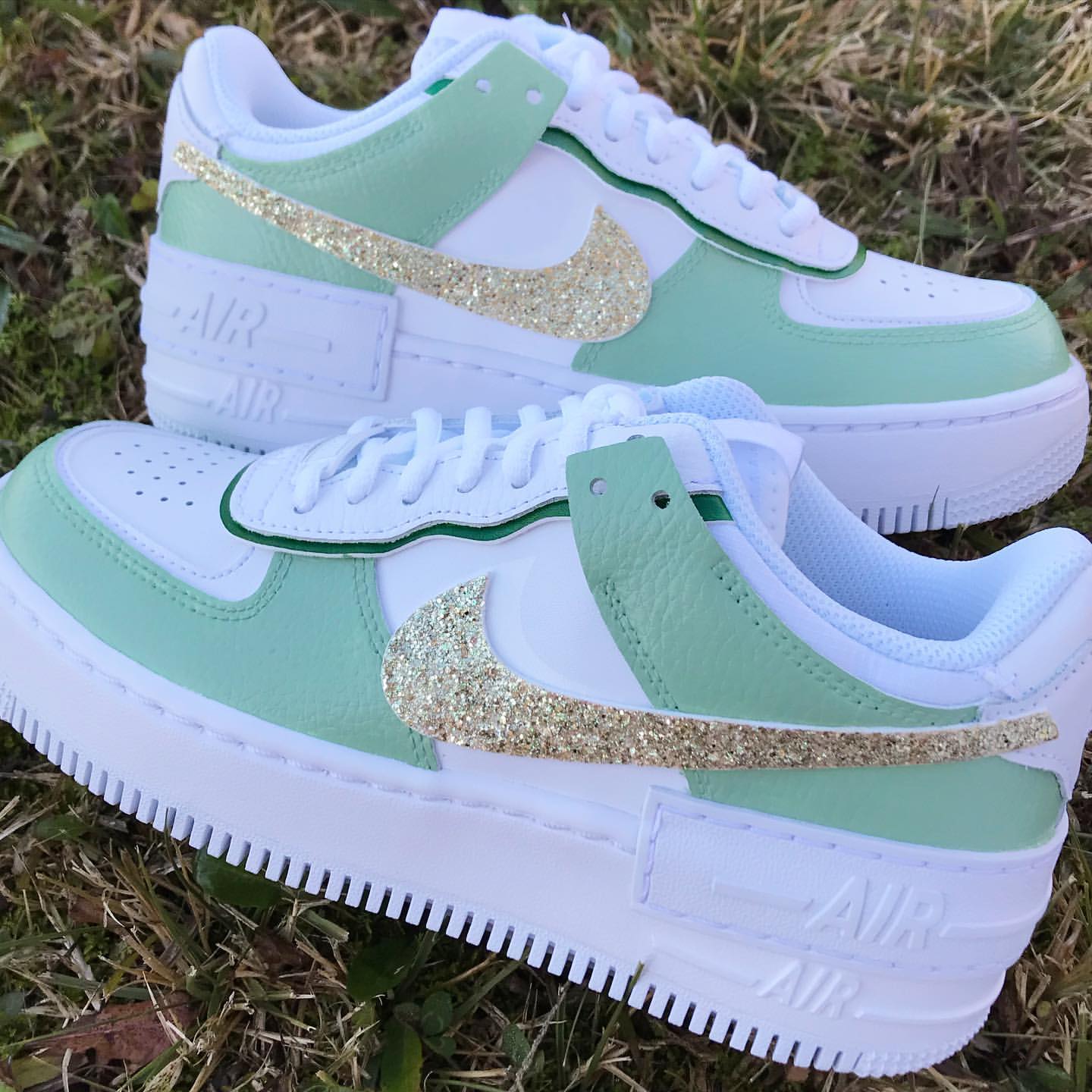 Green Blinks Shadow Custom Sneakers Air Force 1