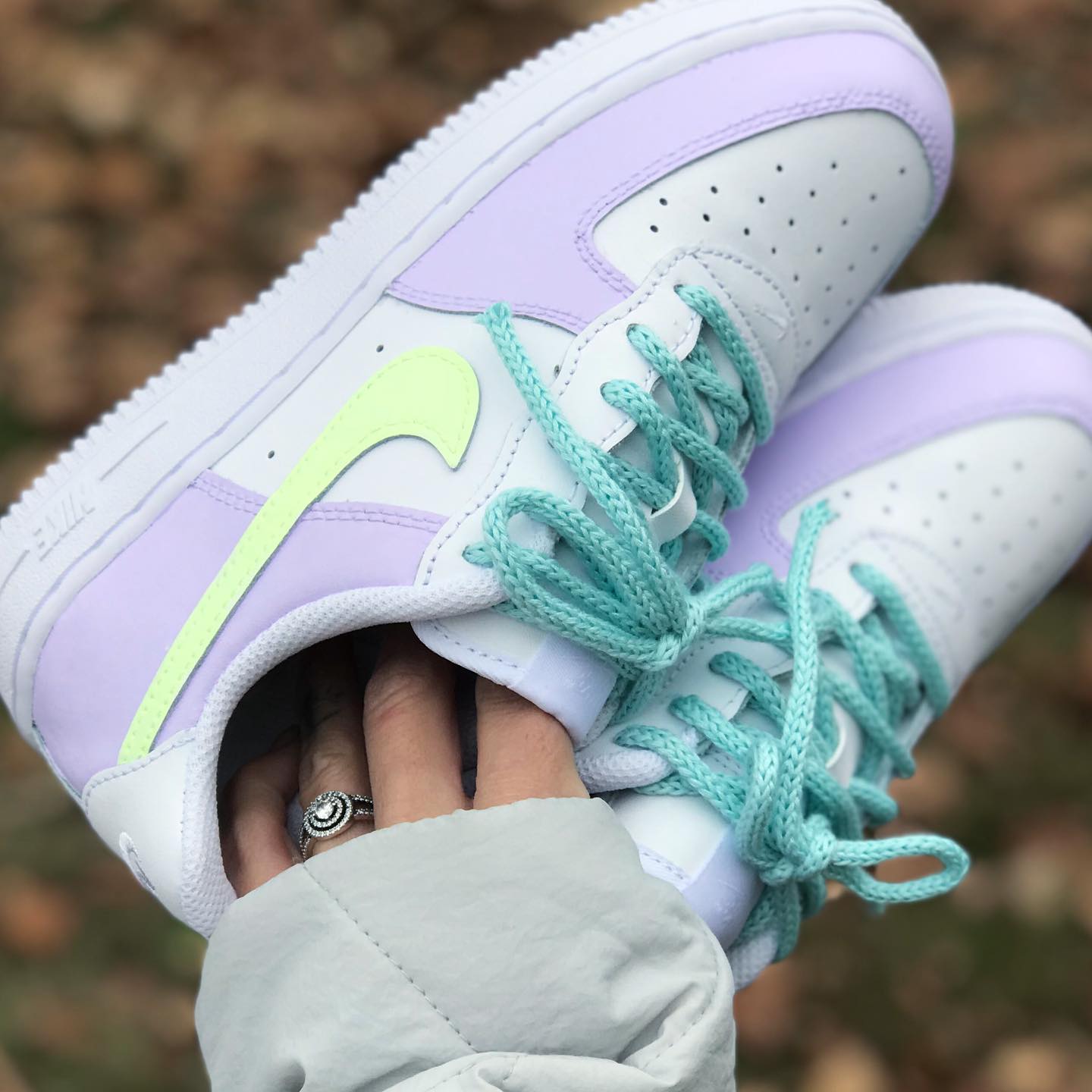 Purple Neon Green Custom Sneakers Air Force 1