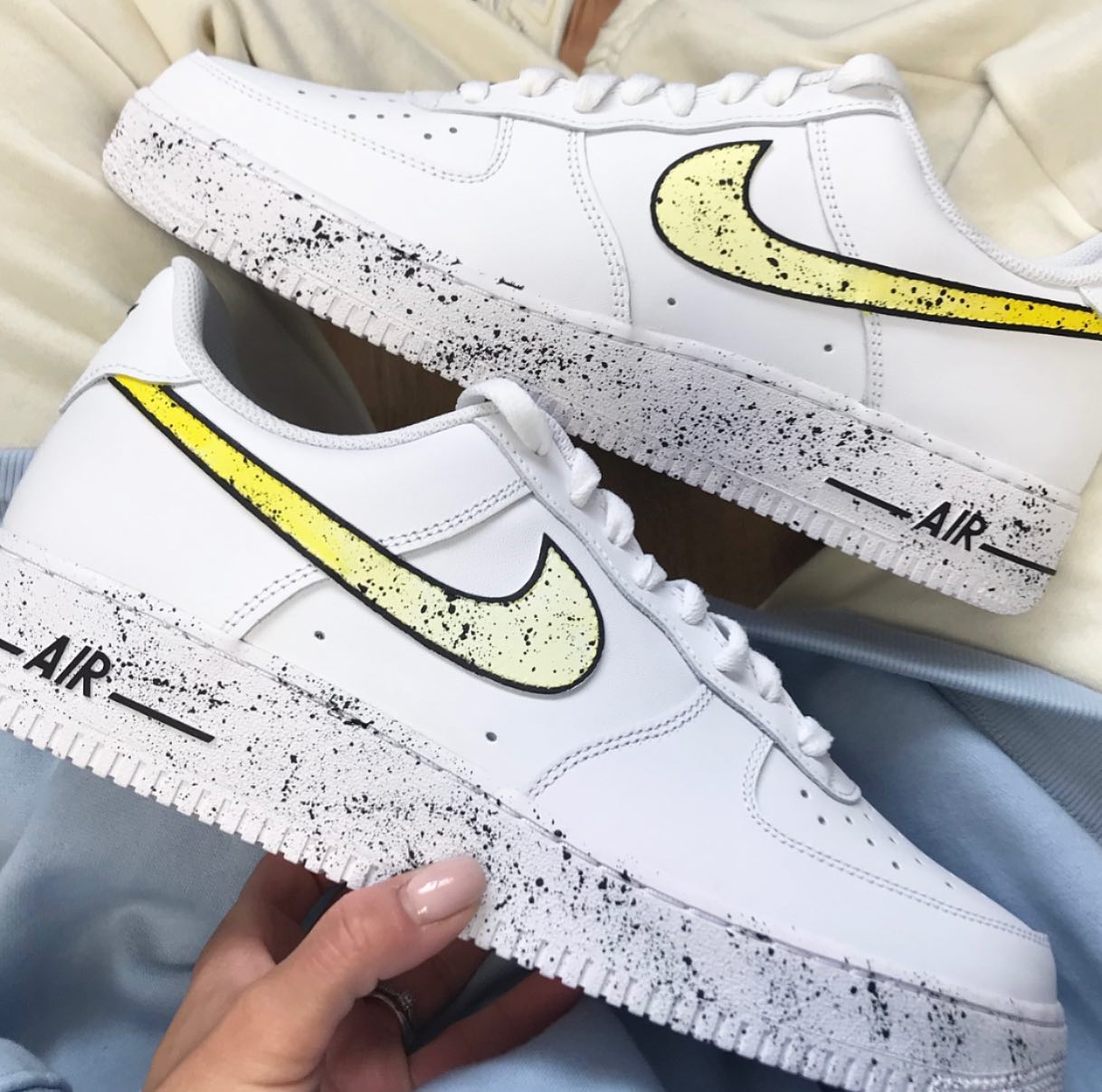 Yellow Black Splatter Custom Sneakers Air Force 1