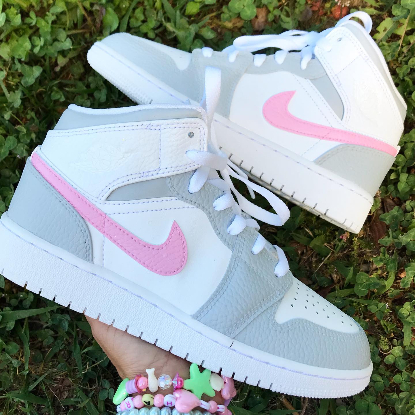 Grey Pink Custom Sneakers Air Jordan 1