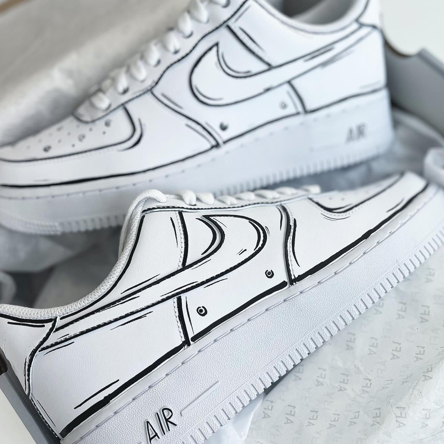 Black Lines Custom Sneakers Air Force 1