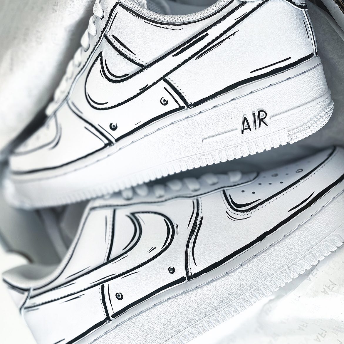 Black Lines Custom Sneakers Air Force 1