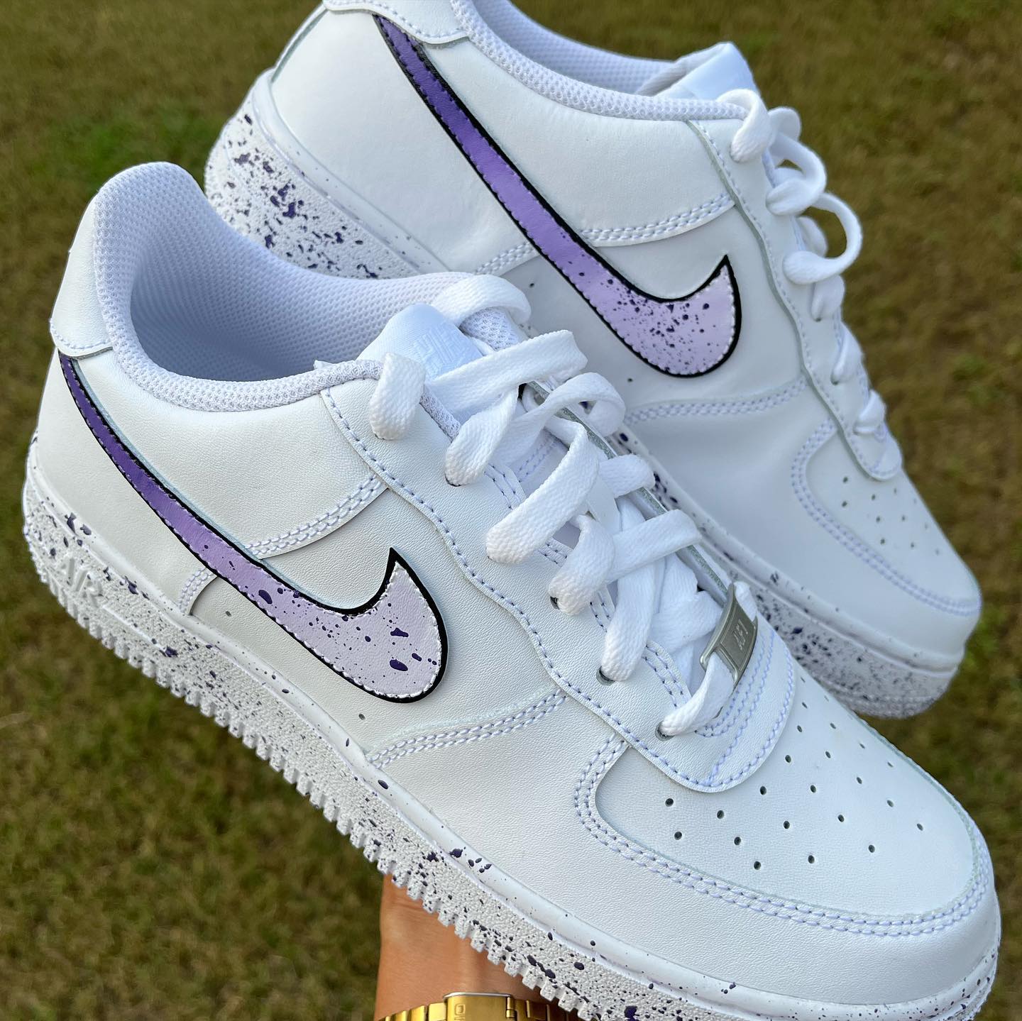 Purple Black Splatter Custom Sneakers Air Force 1