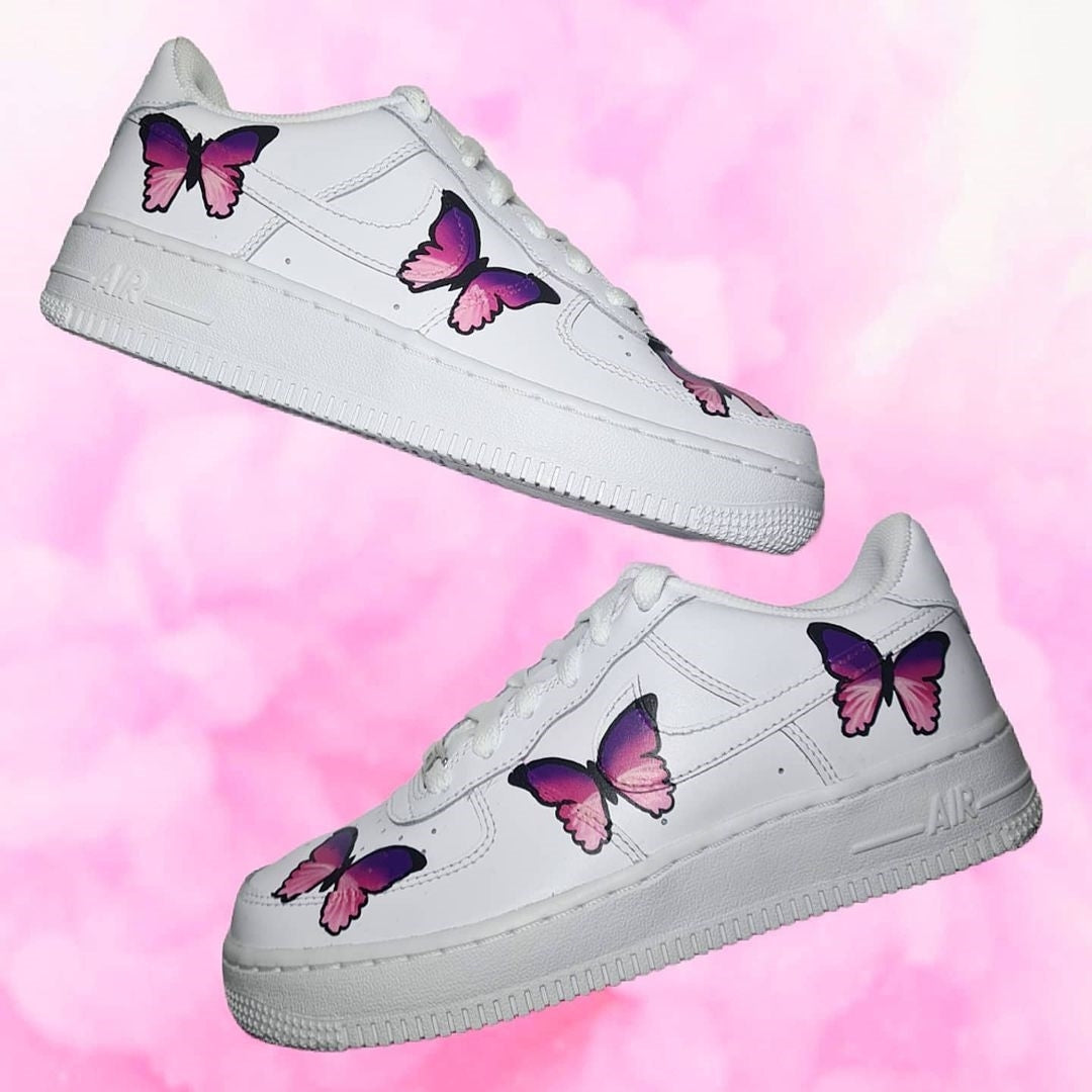 Pink Butterfly  Custom Sneakers Air Force 1