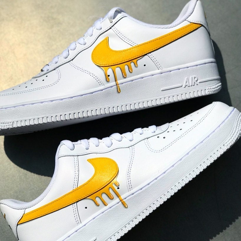 Yellow Dripping Custom Sneakers Air Force 1