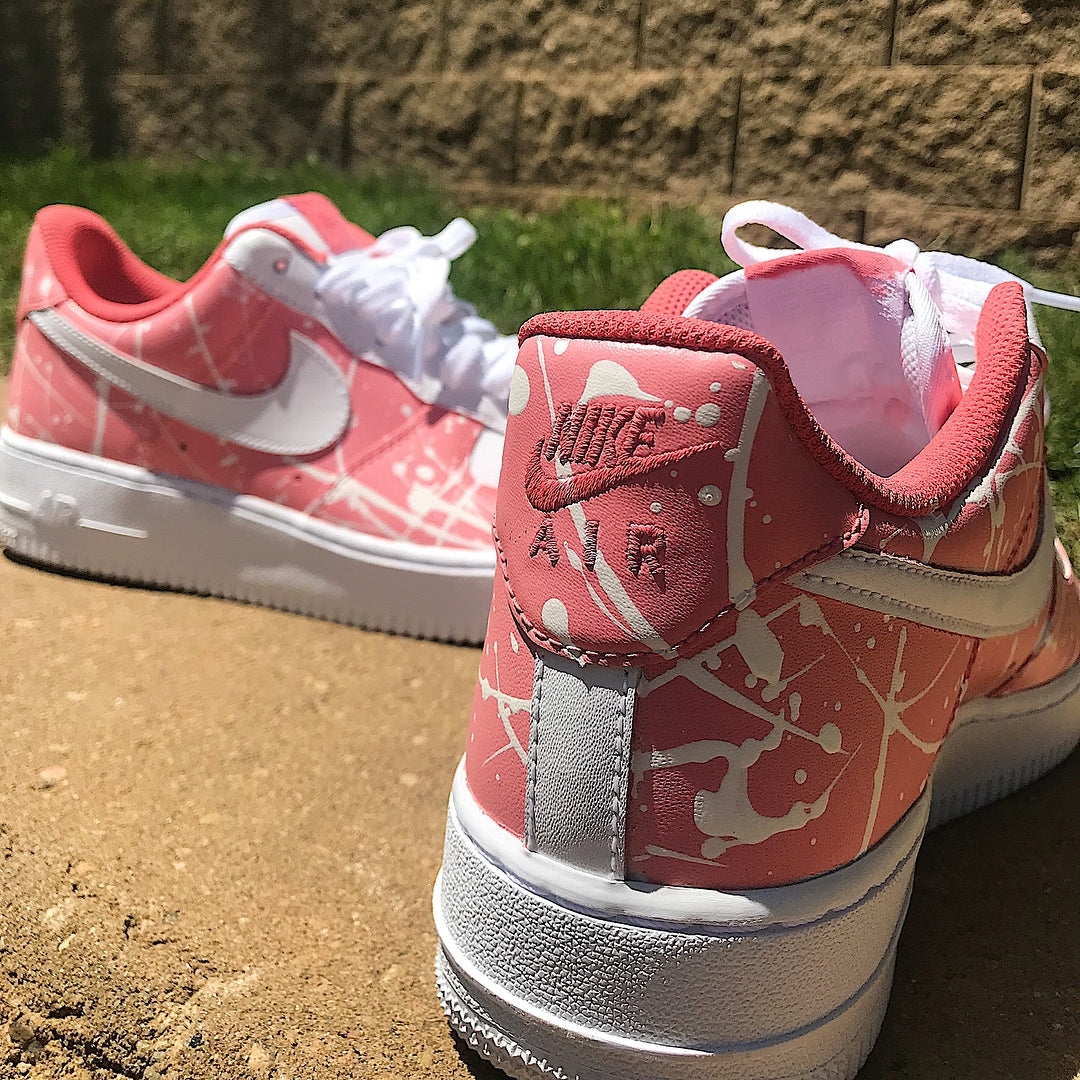 Pink White Splash Custom Sneakers Air Force 1