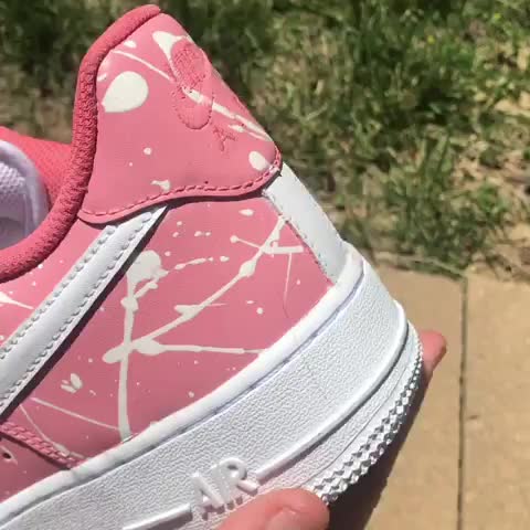 Pink White Splash Custom Sneakers Air Force 1