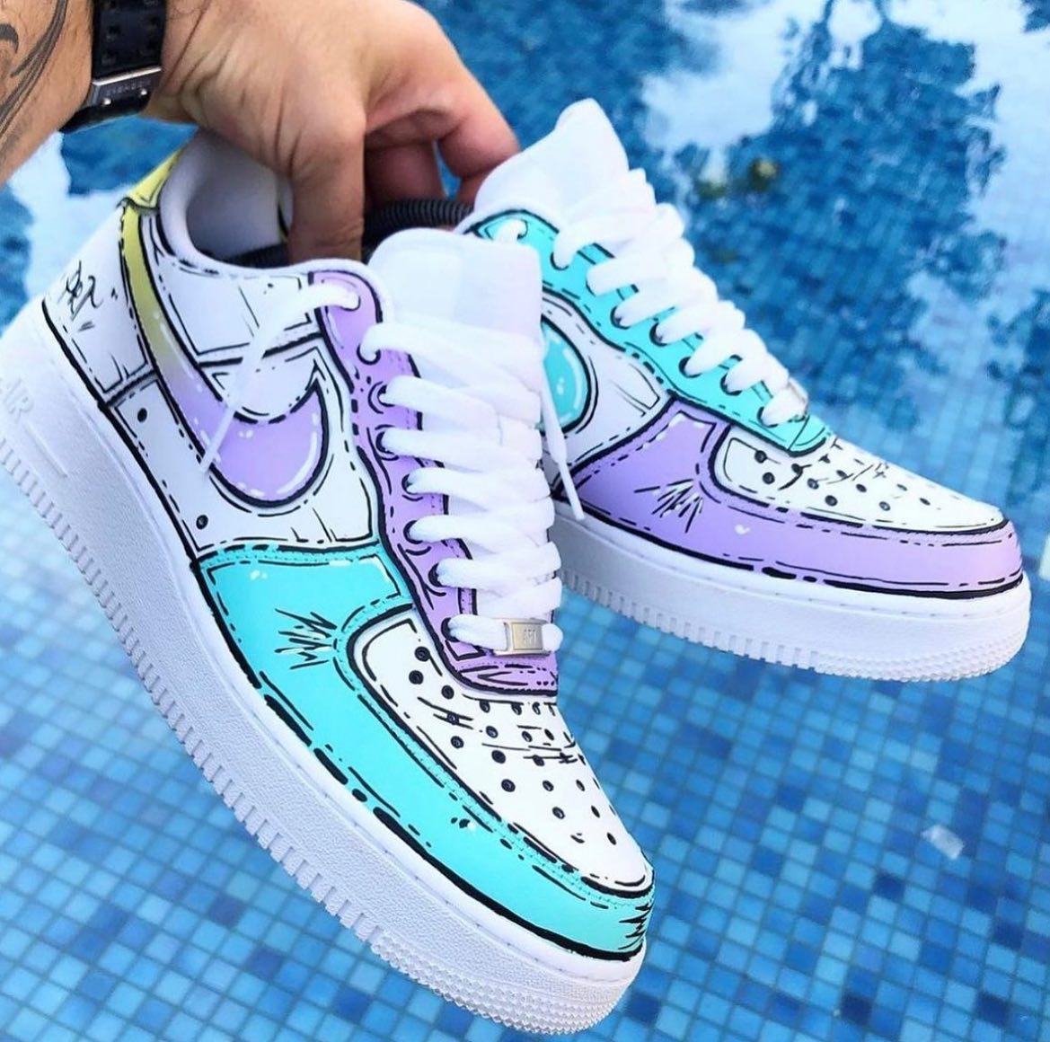 Cartoon Tricolor Custom Sneakers Air Force 1