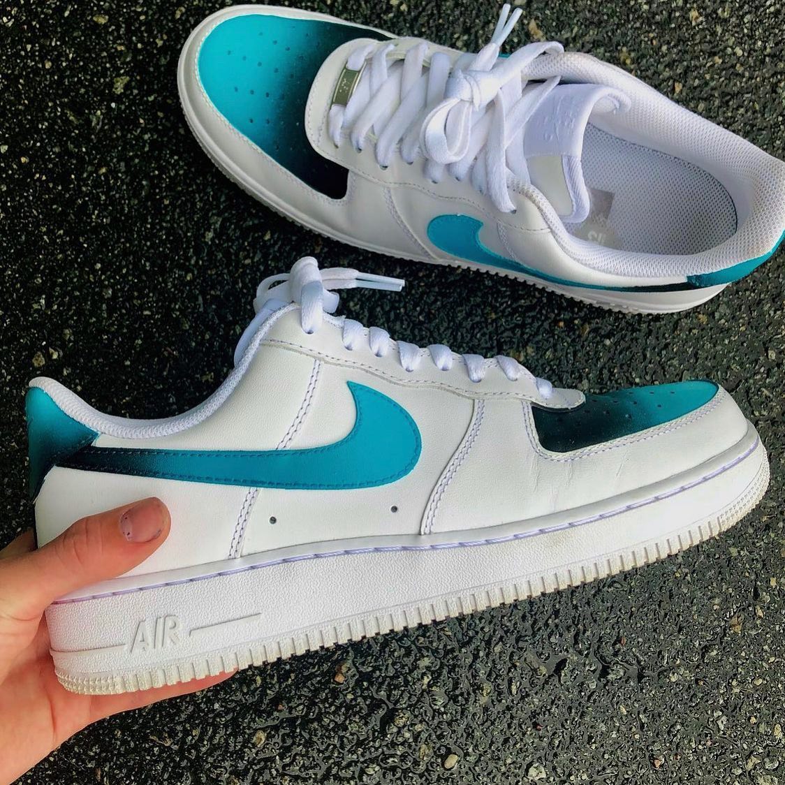 Blue Black Gradient Custom Sneakers Air Force 1