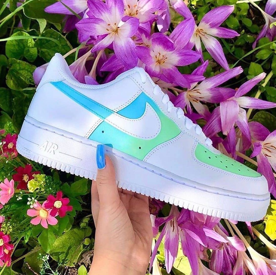 Blue-Green Gradient Custom Sneakers Air Force 1