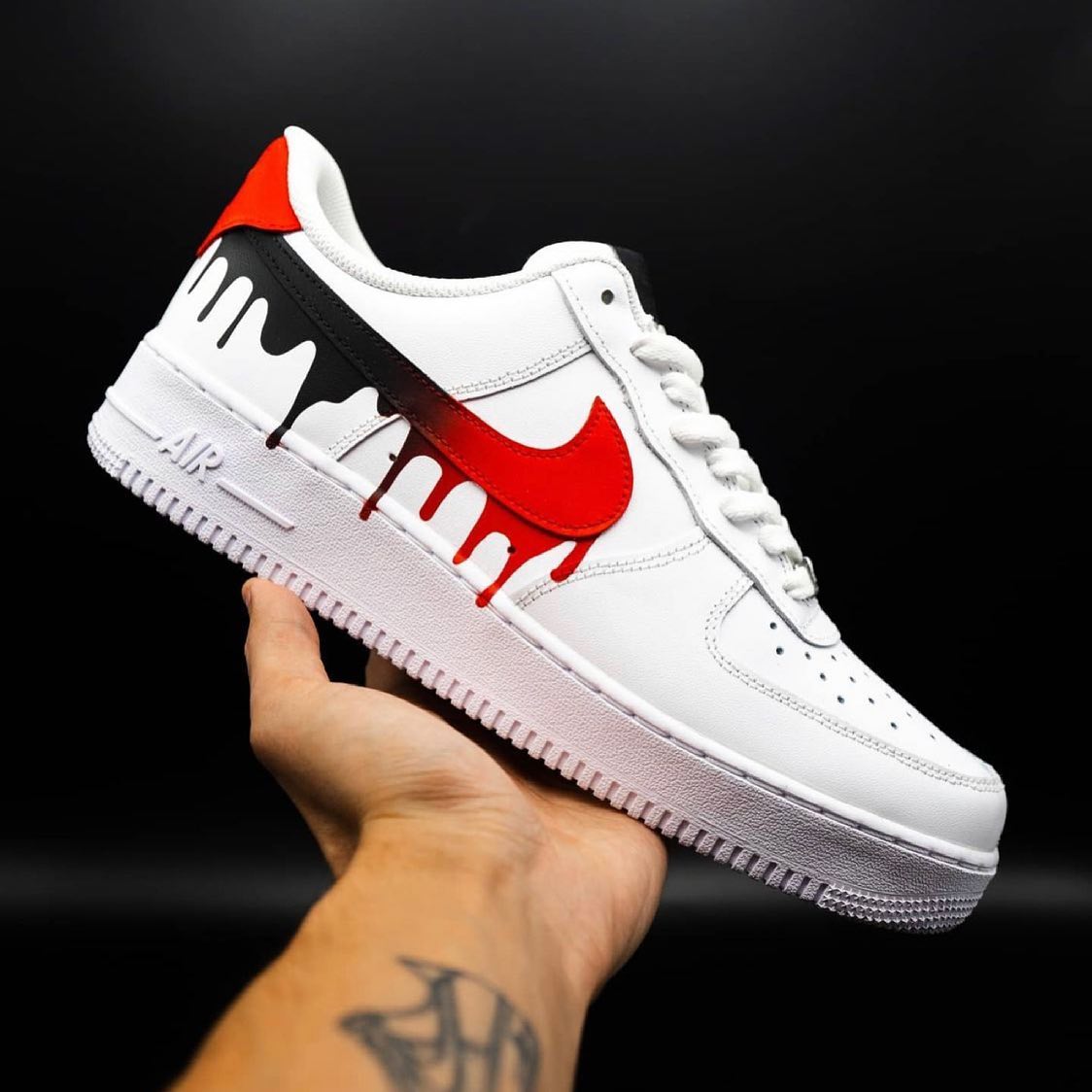 Black Red Drip Custom Air Force 1