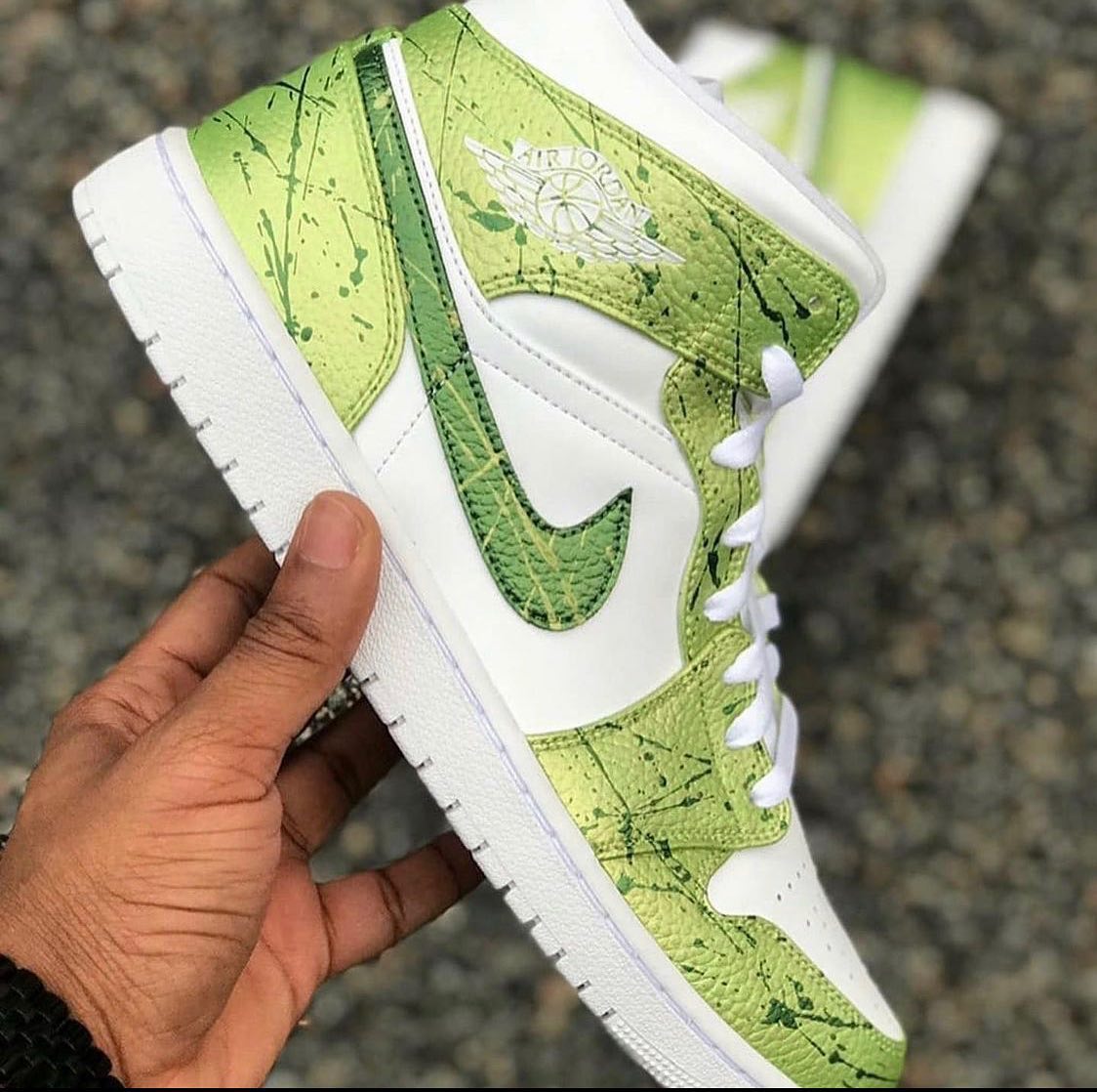 Green Splatter Custom Sneakers Air Jordan 1