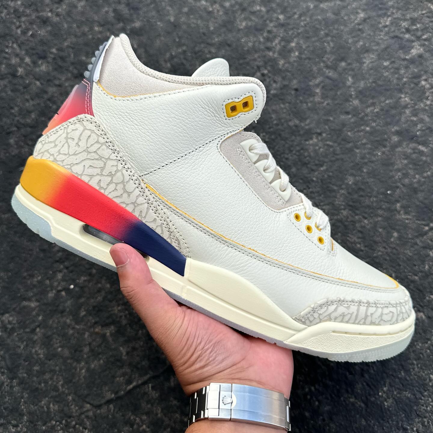 Beige Sunset Custom Sneakers Air Jordan 3