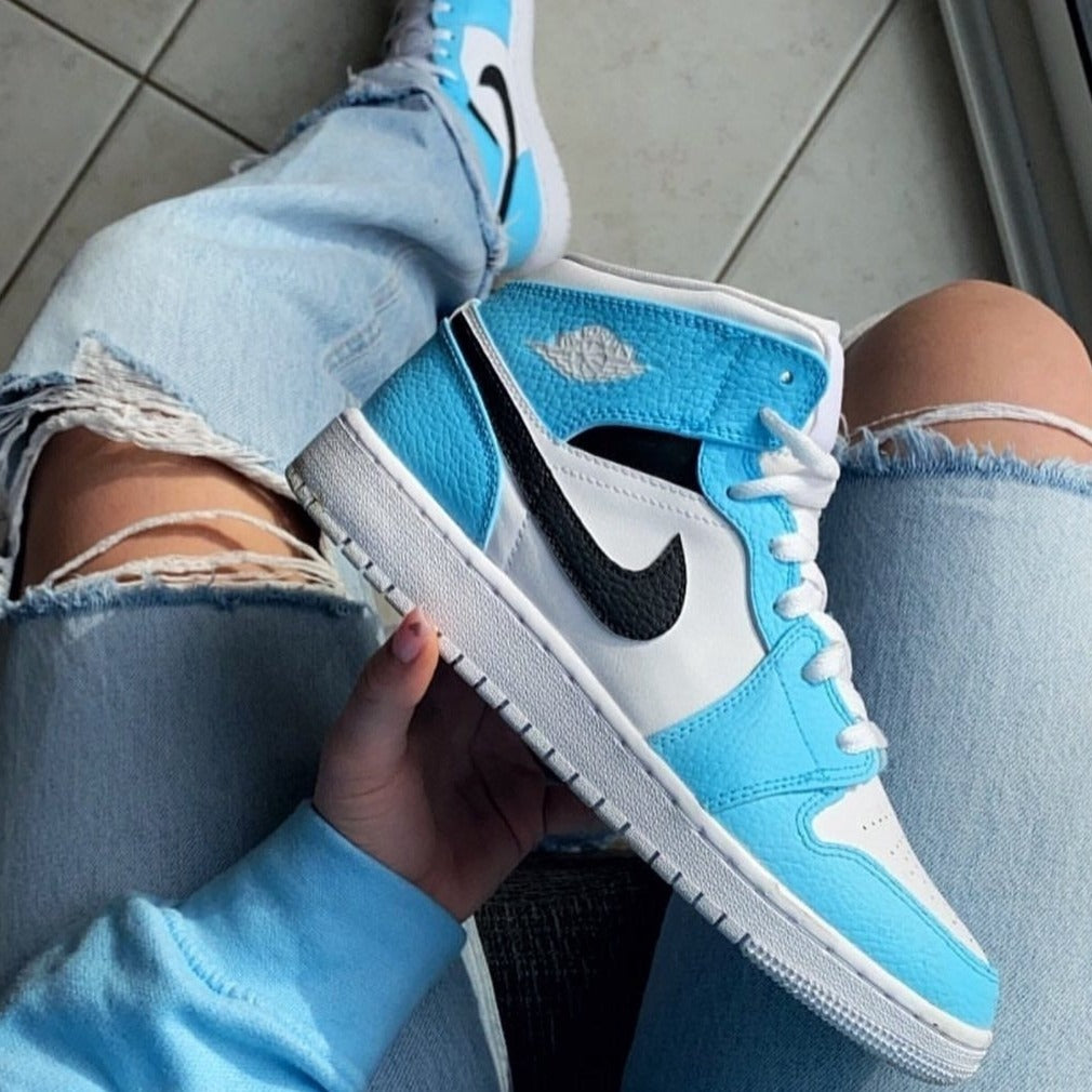 Blue Black Custom Sneakers Nike Air Jordan 1