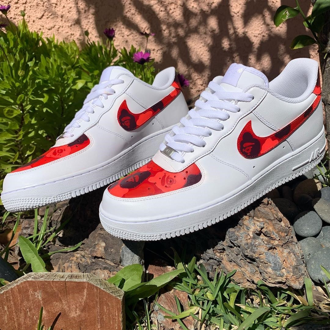 Red Abstract Custom Sneakers Air Force 1