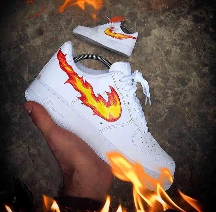 Yellow Fire Custom Sneakers Air Force 1