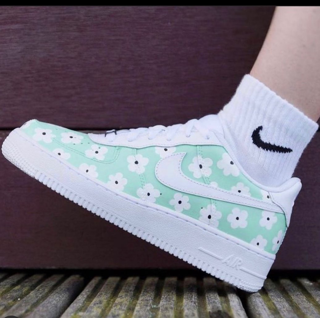 Green Flowers Custom Sneakers Air Force 1