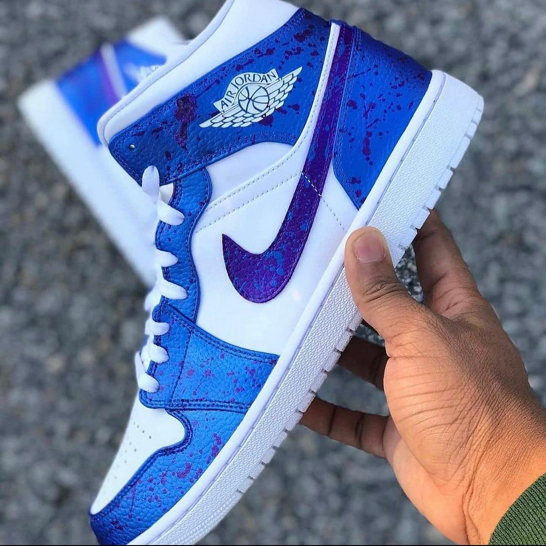 Blue Splatter Custom Sneakers Air Jordan 1