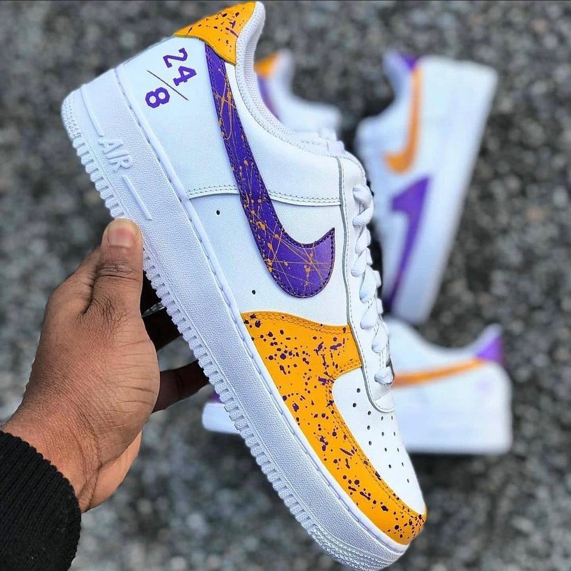 Yellow Purple Splatter Custom Sneakers Air Force 1