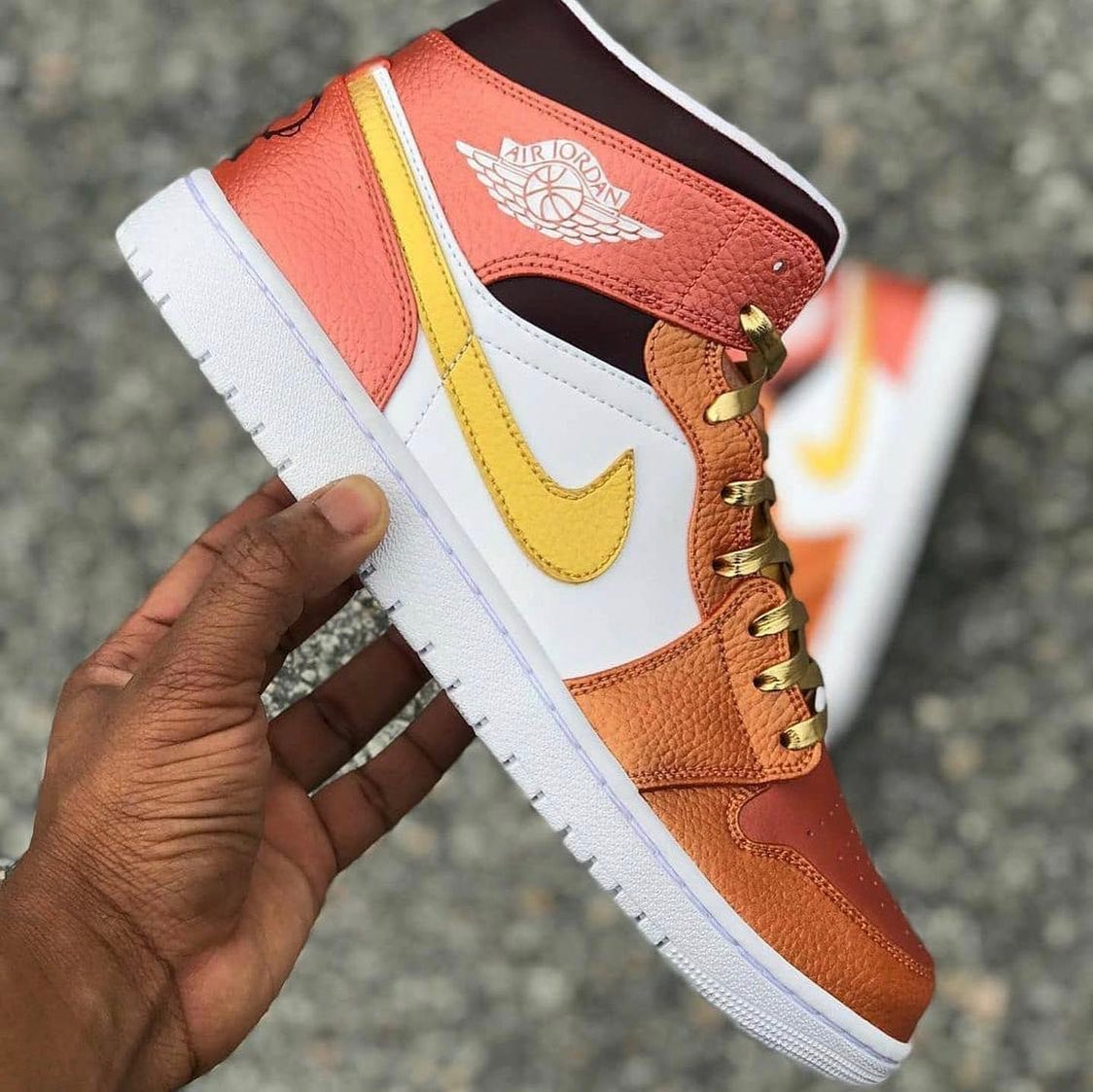 Quartz Pink Gold Custom Sneakers Air Jordan 1