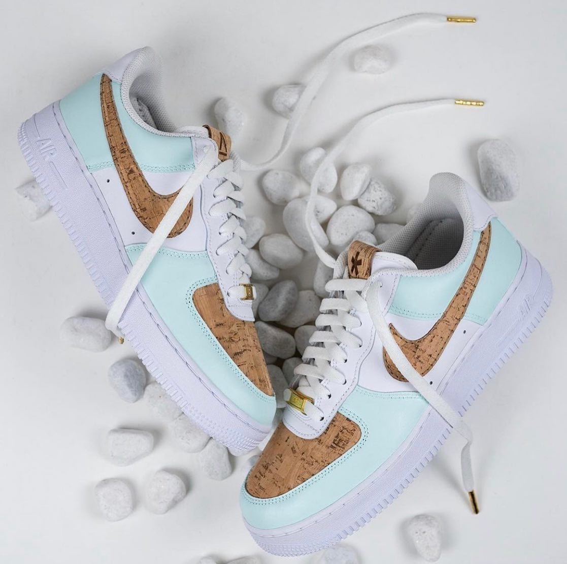 Soft Green Wooden Custom Sneakers Air Force 1